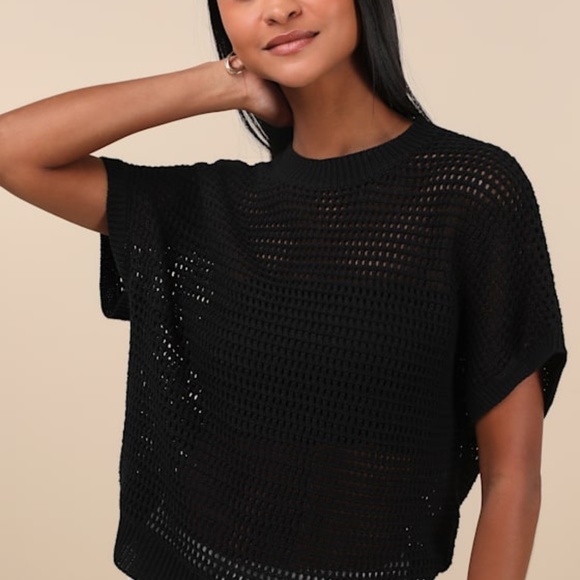 Lulus Tops - Lulus Carefree Mentality Black Cutout Sweater Top - Size XS